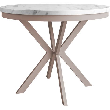 Mesa Oswego 157, Mármol blanco + Cachemira, 76x0x0cm, Alargamiento, Aglomerado laminado, Metal