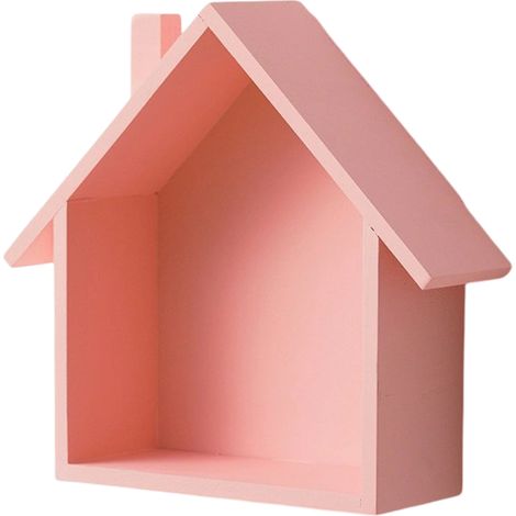 Étagère de rangement murale en forme de maison (rose) (1/4)