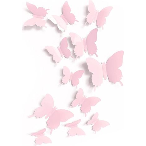 Juego de 24 pegatinas de pared, 4 x 11 cm, 4 x 8 cm, 16 x 6,5 cm, Pegatinas de pared 3D, Arte mural creativo, Hermosas aplicaciones de mariposas (1/5)