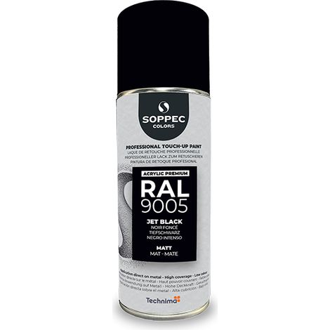 Peinture Acrylic Premium Noir foncé Mat 400Ml RAL9005 - SOPPEC - 424133