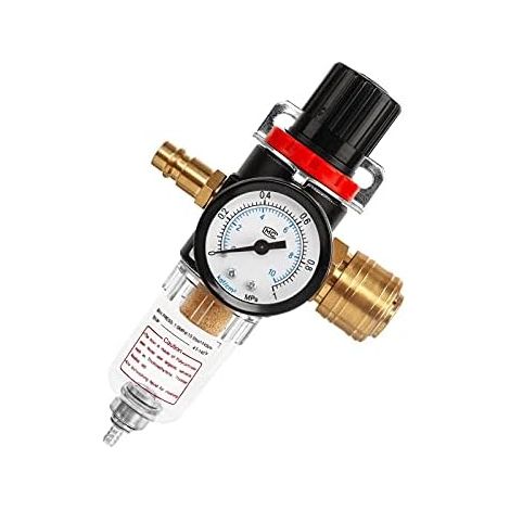 1/4 1/4 Air Regulator, Compressor Air Filter Regulator, Moisture Trap, Water Separator, Air Pressure Regulator, Water Lubricator for Compressor and Air Tools (1/5)