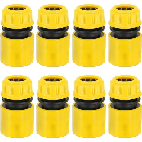 Schnellreparatur-Anschlussstück für 1/2"-Gartenschläuche, 8er-Packung, auslaufsichere Kunststoffanschlüsse, hellgelb (1/5)