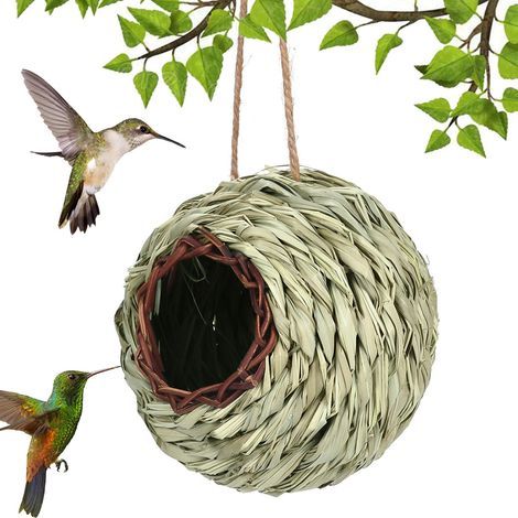 Vogelnest – Hängendes, kugelförmiges Vogelhaus, handgeflochtener Hänge-Vogelunterstand für Garten, Hof, Baum und als natürliche Außendekoration (1/5)