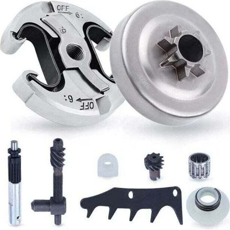 Pignone e frizione per Husqvarna 345 445 340 450, pignone catena .325'' passo 6 denti + tamburo frizione + cuscinetto kit di ricambi e accessori per motosega 8 in 1