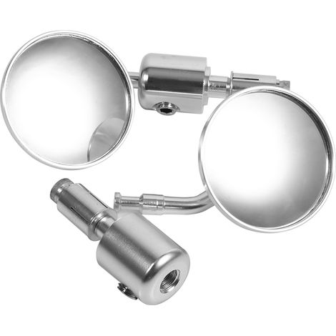 Paire de rétroviseurs d'extrémité de guidon 7/8" pour moto, miroirs latéraux argentés, fixation sur embouts de guidon (1/5)