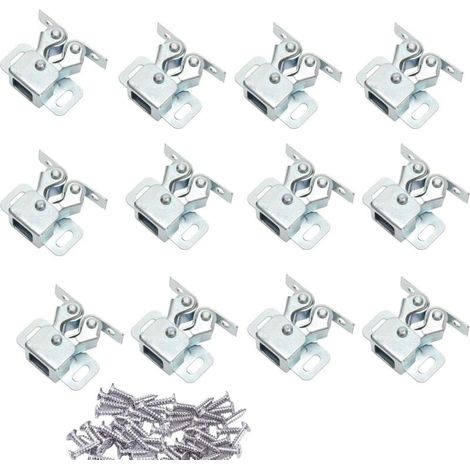 AIDUCHO Lot De 12 Loqueteau D'armoire À Double Rouleaux Fermetures Loquets Pour Portes Laiton Poli Fermoire Pour Portes Ferme-Portes Pour Portes Placards Tiroirs Armoire - Zingué (1/5)