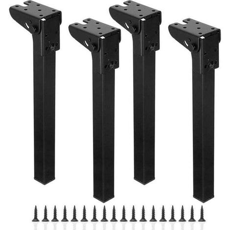 Pieds De Table Pliants 12 Pouces En Métal Robuste Noir Pour Meuble Et Ordinateur Portable (1/4)