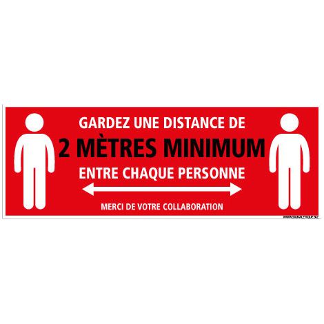 SIGNALETIQUE AU SOL ADHESIVE SPECIAL COVID.19 . GARDER UNE DISTANCE ENTRE CHAQUE PERSONNE. Distance de 2m . - Distance de 2m