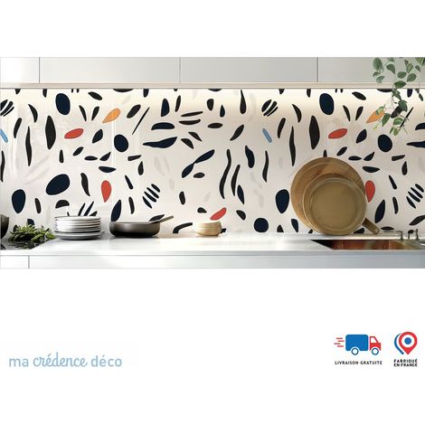 Crédence : Ondes Graphiques 2 - Couleur Rouge beige - Alu composite - 120 - 60 (1/3)