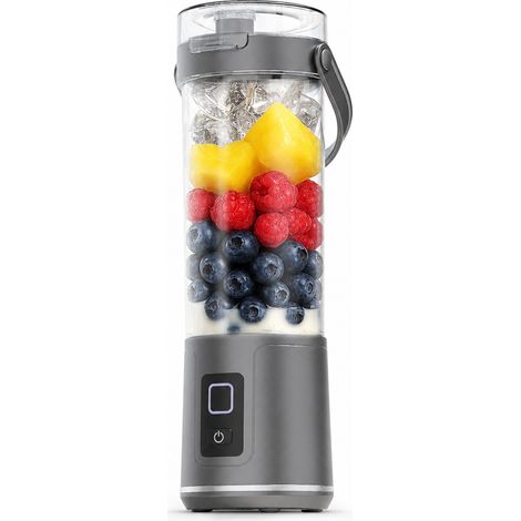 Blender Portable USB Rechargeable sans Fil, Gobelet à Jus, Commande par Bouton, Gris (1/5)