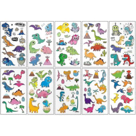 Ces autocollants de dinosaures imperméables, adaptés aux enfants, sont parfaits pour les cadeaux d'anniversaire et les jeux créatifs. (1/4)