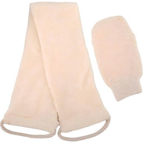 Striscia detergente per la schiena,Dischetto esfoliante,Detergente per la schiena da doccia con guanto esfoliante,beige (1/5)