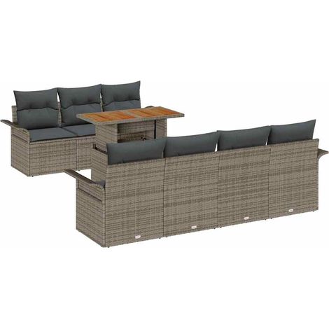 Garden Sofa Set with Storage 8 pcs Grey Poly rattan vidaXL (1/5)