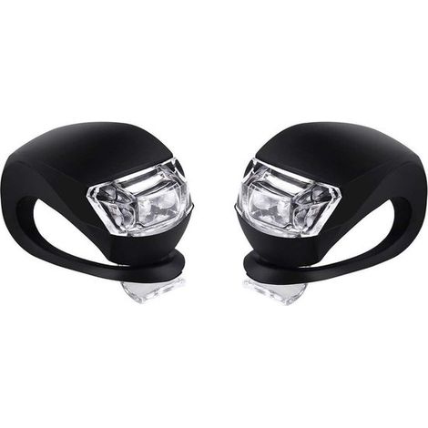 Juego de luces para bicicleta para rueda delantera y trasera - luz trasera impermeable y segura - 2 negras (1/4)