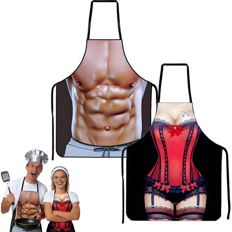 Witzige zweiteilige Küchenschürze für Männer – Humorvolle Schürze für Paare – Lustiges Geschenk für Männer und Frauen – Witziges Geschenk für Männer zum Grillen, Kochen, für Partys und Wichteln (1/5)