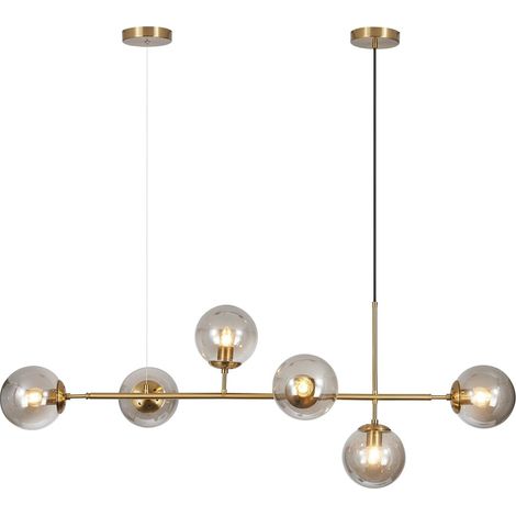 Luminaires Suspendus Modernes avec Lustre à 6 Lumières Chandelier Globe en Verre Suspension pour Salle à Manger Bar(Ampoule non incluse) (1/5)
