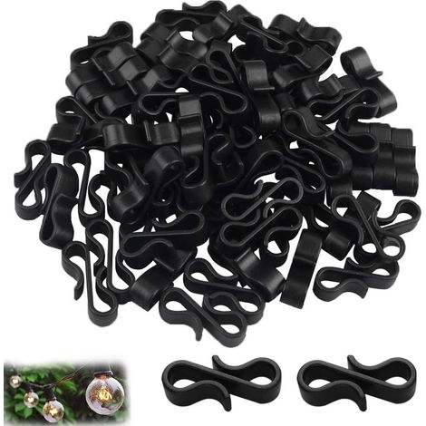 120 mini crochets de gouttière noirs, réutilisables pour suspendre les guirlandes lumineuses de Noël (1/5)