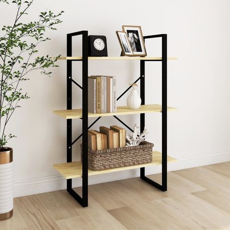 Bibliothèque à 3 niveaux, Étagère de Rangement, Meuble pour Dossier, Armoire de Rangement 80x30x105 cm Bois de pin massif AXZ87059 (1/5)