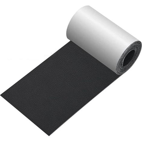 Film adhésif de réparation en simili cuir PU dimensions 7,6 x 152 cm résistant à l'usure pour réparer canapés chaises sacs et meubles couleur noire (1/5)