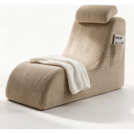 Fauteuil relaxation moderne avec repose-pieds, assise mousse haute résilience, housse déhoussable, poche latérale, 160cm (1/5)