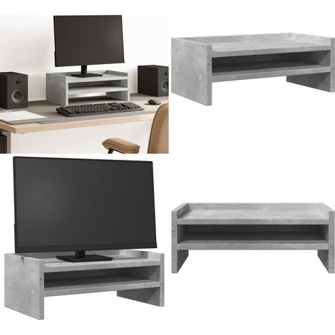 vidaXL Monitorständer Betongrau 42x24x16 cm Holzwerkstoff