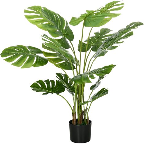 Künstliche Monstera 120Cm Kunstpflanze Mit Übertopf Und Pe-Moos, Täuschend Echt, Für Wohnzimmer, Grün