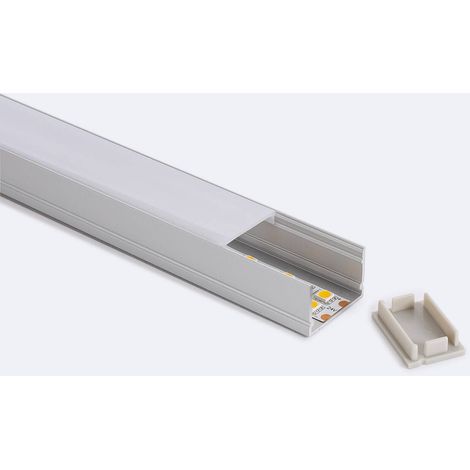 Profilo in Alluminio da Superficie con Coperchio Continuo per Striscia LED Doppia fino a 22 mm Bianco traslucido Alluminio 2 m (1/5)