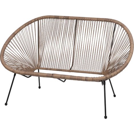Canapé de jardin 2 places en résine taupe – Dimensions 137x92x85cm – Confortable et tendance pour espaces extérieurs – Sunnydays