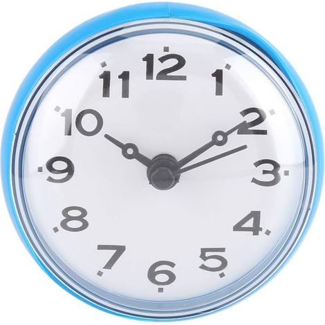 Horloge Murale étanche Aspiration Mur fenêtre Miroir Bain Douche Horloge Salle de Bain Accessoires(Bleu) (1/5)