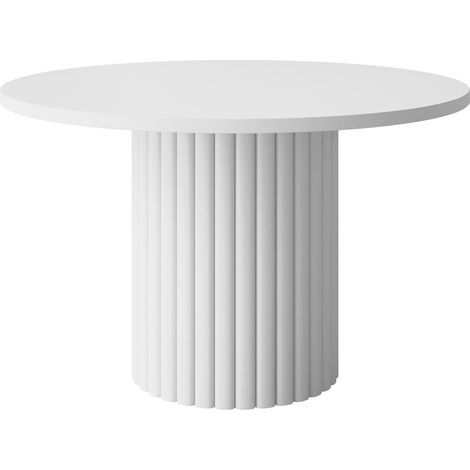 Mesa de centro Dearborn 107, Blanco, 42x0x0cm, Diámetro: 67, Aglomerado laminado, Redonda
