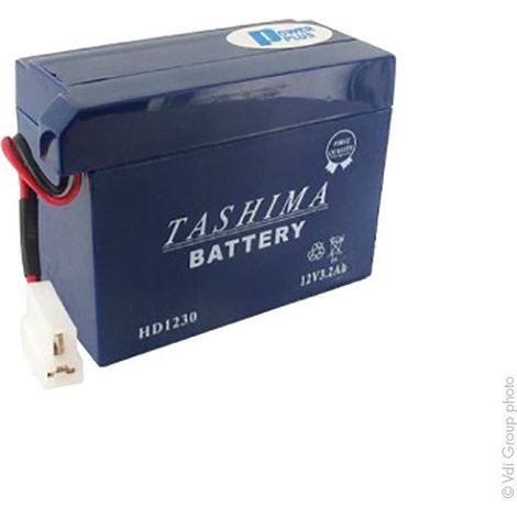 Batería de Motocultura Tashima 12V, 3A Adaptable para Honda. Largo: 110 mm, Ancho: 55 mm, Alto: 80 mm. Conexión especial. - Batería para poner en acero
