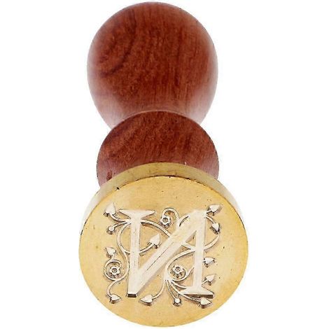 Bâtonnet de cire à lettres alphabet gravées et élégantes avec manche en bois pour loisirs créatifs-N