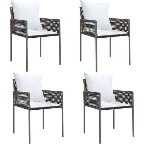 Chaises de jardin et coussins lot de 4 marron 54x61x83 rotin (1/5)