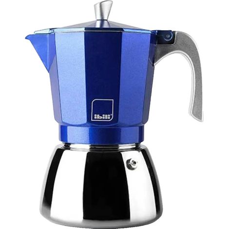 Cafetière italienne Ibili Elba 12 tasses en aluminium bleu (1/4)