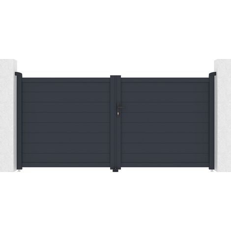 Portail battant aluminium plein L305 x H150 cm anthracite - NAZARIO
