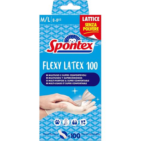Lot de 100 gants en latex Flexy Latex jetables Taille M/L (1/5)