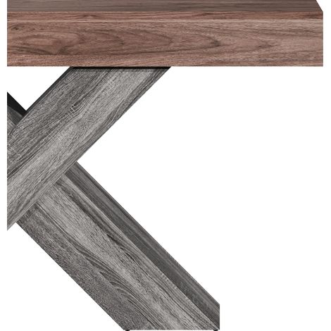 Console avec pieds en X, table console étroite, aspect bois, panneau de particules, pour entrée et salon, table d'appoint (1/5)