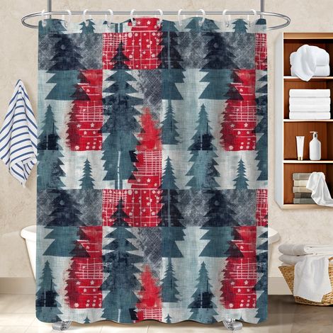 Rideau de bain en polyester 180x180 déco d‘intérieur protection douche pour jeune couple emménageant (1/5)
