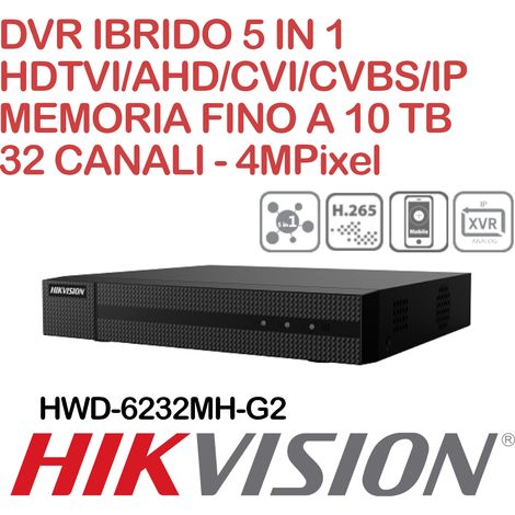 DVR Hikvision Hiwatch HWD-6232MH-G2 32 canali 4 Megapixel ibrido 5 in 1 HDTVI/AHD/CVI/CVBS/IP (1/3)