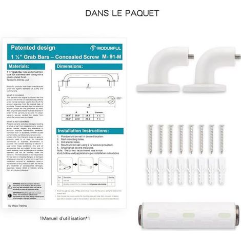 Barre appui WC Barres appui de Salle de Bain avec Antidérapante Poignée de Acier Inox de Acier Inoxydable 30 Cm (1/5)