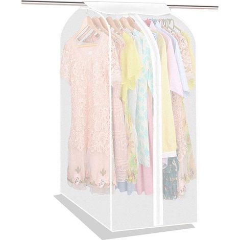 Housse à vêtements - Housse de protection en PEVA - Housse anti-poussière tridimensionnelle - Anti-poussière et suspendable - Avec fermeture éclair - Pour robes, manteaux et chemises - 60 x 50 x 120 c (1/5)