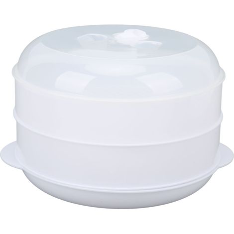 Couvercle Transparent Résistant à la Déformation pour Cuiseur Vapeur Micro-ondes, Grande Double Couche avec Poignée pour Cuisine (1/5)