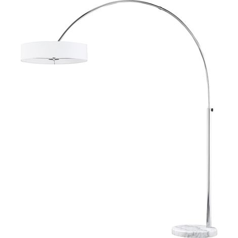 Lampadaire, Perez 3xE27, max.60,0 W Tissu, Blanc, Corps: metal, Chrome L:50,0cm, H:200,0cm, P:170,0cm IP20,Interrupteur pied,Hauteur réglable (1/2)