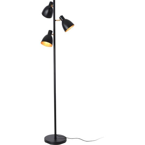 Lámpara de pie de estilo atemporal elegante iluminación de diseño para salón dormitorio oficina Wattsitney con 3 casquillos E14 metal altura 154 cm negro y dorado 030009540