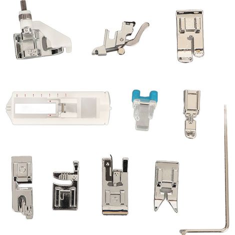 Lot de 10 pieds de biche pour machine à coudre, acier inoxydable, plat, ensemble complet pour loisirs créatifs (1/5)