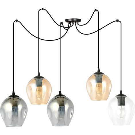 Emibig LEVEL lampadario ragno 5xE27 nero vetro multicolor (1/4)