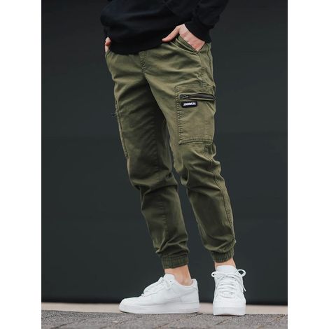 Pantaloni cargo jogger da uomo Jigga Wear a righe, taglia XXL, colore oliva. (1/5)