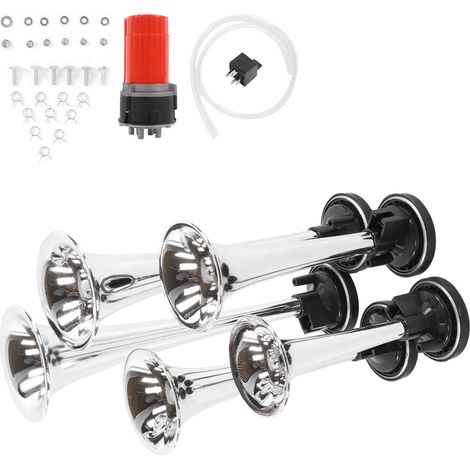 5PCS Avertisseur pneumatique auto avec compresseur Jazz 5 tubes musique 130dB 12V pour camions bus bateaux (1/5)