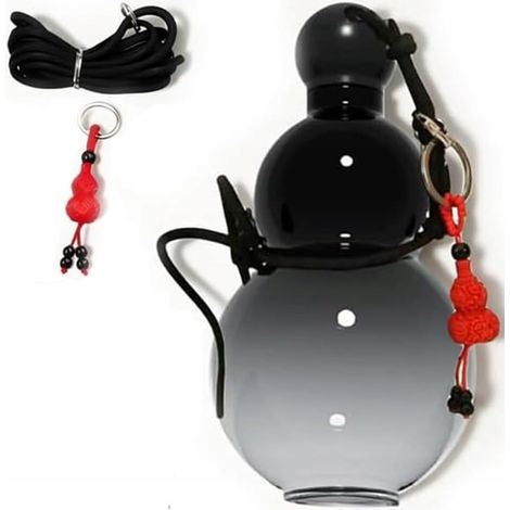 0,8-Liter-Wasserflasche mit Schultergurt, schwarz-kürbisfarben