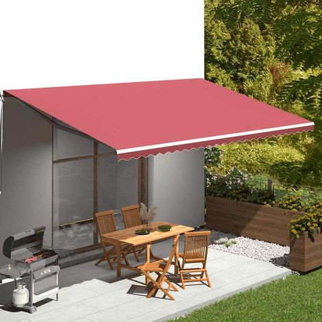 Toile de Remplacement pour Store Banne Polyester Hydrofuge Rouge Bordeaux 580x295 cm - PANGIVO (1/5)